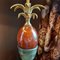 Lampe de Bureau Palmier ou Ananas en Cuivre et Verre Coloré attribuée à Maison Charles, 1960s 3
