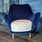 Italian Armchairs in Cobalt Blue and Cream, 1960, Set of 2, Image 4