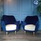 Italian Armchairs in Cobalt Blue and Cream, 1960, Set of 2 2