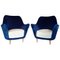 Fauteuils Bleu Cobalt et Crème, Italie, 1960, Set de 2 1