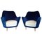 Italian Armchairs in Cobalt Blue and Cream, 1960, Set of 2 1