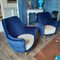 Italian Armchairs in Cobalt Blue and Cream, 1960, Set of 2 3