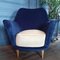 Italian Armchairs in Cobalt Blue and Cream, 1960, Set of 2 5