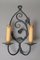 Wrought Iron Wall Lamp with Flower Motif, 1950s 1