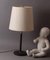 Lámpara de mesa vintage de cuero y latón, años 70, Immagine 2