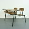 Vintage French Children's Double Desk and Chairs Set 6