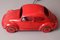 Lámpara de mesa Volkswagen Beetle roja de cerámica, años 70, Imagen 1
