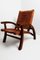Inca Folding Armchair in Leather & Wood by Angel I. Pazmino, Image 4