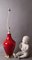 Lámpara de mesa roja de vidrio opalino, Italia, Imagen 5