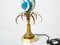 Brass Lamps Blue Ostrich Egg Original Shades from Maison Charles, 1960s, Set of 2 6