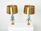 Brass Lamps Blue Ostrich Egg Original Shades from Maison Charles, 1960s, Set of 2 1