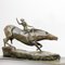 Französische Gips Skulptur eines Reiters mit Pferd 1