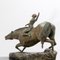 Französische Gips Skulptur eines Reiters mit Pferd 3