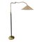 Italian Brass Swing Arm Floor Lamp with Leather Trim, 1960s 1