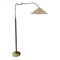 Italian Brass Swing Arm Floor Lamp with Leather Trim, 1960s, Image 1