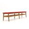Wooden Bench with Red Velvet Top, 1960s 2