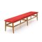 Wooden Bench with Red Velvet Top, 1960s 5