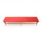 Wooden Bench with Red Velvet Top, 1960s 4