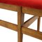 Wooden Bench with Red Velvet Top, 1960s 8