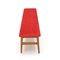 Wooden Bench with Red Velvet Top, 1960s 6