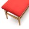 Wooden Bench with Red Velvet Top, 1960s 9