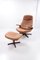 Danish Buffalo Leather Lounge Chair and Ottoman Set by M&S Møbler, Denmark, 1960s, Set of 2 1