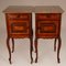 Antique French Walnut Nightstands with Beige Marble Tops on Castors, Set of 2 6