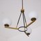 Mid-Century Italian Modern Pendant Light in Brass, Iron & Opaline Glass, 1950s 4