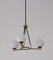 Mid-Century Italian Modern Pendant Light in Brass, Iron & Opaline Glass, 1950s 2