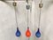 Blue and Red Double-Layered Glass Ceiling Lights, 1970s, Set of 3 2