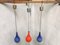 Blue and Red Double-Layered Glass Ceiling Lights, 1970s, Set of 3 6