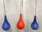 Blue and Red Double-Layered Glass Ceiling Lights, 1970s, Set of 3, Image 1