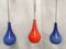 Doppellagige Deckenlampen aus Glas in Blau & Rot, 1970er, 3er Set 10
