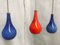 Doppellagige Deckenlampen aus Glas in Blau & Rot, 1970er, 3er Set 4