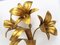 Goldene Blumen Wandlampen aus Metall, 1960er, 2er Set 5