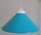 Vintage Ceiling Lamp with Turquoise Funnel-Shaped Metal Shade, 1970s 1
