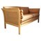Vintage Sofa in Light Wood, Cane & Leather attributed to Arne Norell 1