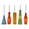 Lámparas colgantes vintage de cristal de Murano atribuidas a Vistosi, años 60. Juego de 5, Imagen 1