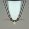 Mid-Century French Black and White Lantern in Opaline with Brass Details, 1950s 11