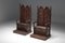 20th Century Carved Wooden Throne Chairs with Relief Design, Set of 2 2