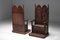 Geschnitzte Holz Thron Stühle mit Relief Design, 20. Jh., 2er Set 4