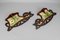 Art Nouveau Wooden Hand-Painted Floral Shelves, Germany, 1910, Set of 2, Image 3