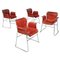 Mid-Century Modern Swiss Leather Chairs with Chromed Legs, Set of 4 1