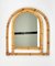 Arched Bamboo and Rattan Wall Mirror, Italy, 1970s 2