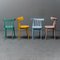 Vintage Multicolor Wooden Chairs, 1950s, Set of 4 1