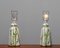 Italian White Ceramic and Glazed Hand-Painted Table Lamps with Bamboo Decor, 1960s, Set of 2 5