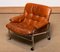 Chrome and Aged Brown Eva Lounge Chair Leather by Lindlöfs Möbler, 1960s, Image 11