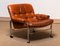 Chrome and Aged Brown Eva Lounge Chair Leather by Lindlöfs Möbler, 1960s 1