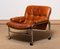 Chrome and Aged Brown Eva Lounge Chair Leather by Lindlöfs Möbler, 1960s, Image 12