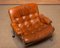 Chrome and Aged Brown Eva Lounge Chair Leather by Lindlöfs Möbler, 1960s 2